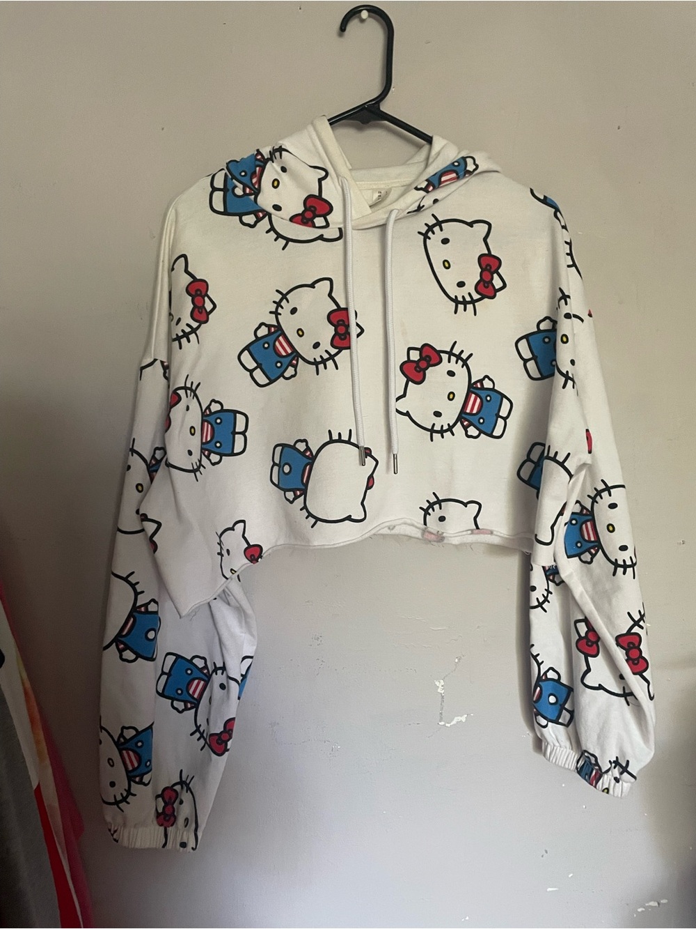 Hello Kitty White Cropped Hoodie